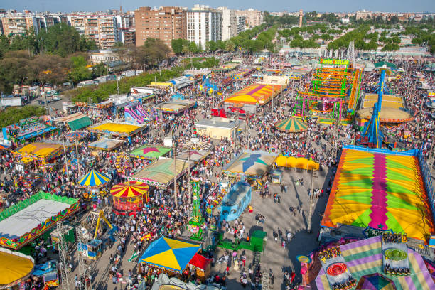 Bustling April Fair in Sevilla, Daytime Aerial View