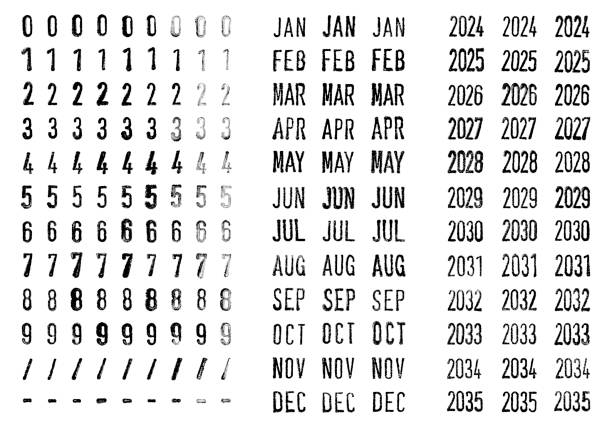 data/mesi/anni del timbro - timbro foto e immagini stock