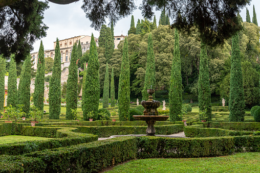 Beautiful public park Giardino Giusti in Verona, Italy