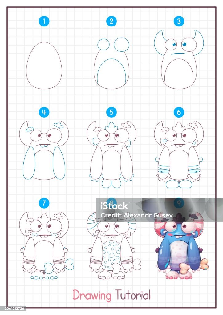 Monster Drawing Guide How To Draw A Monster Step By Step Drawing Tutorial Draw Guide Simple ...