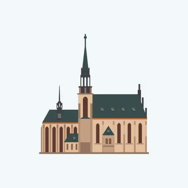 Vector illustration of Cathedral of St. Peter and Paul, Brno.