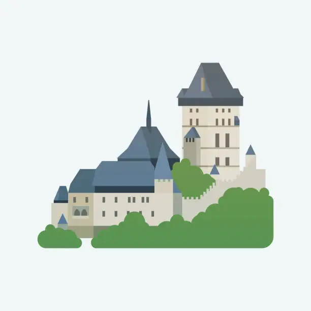 Vector illustration of Karlstejn Castle illustration