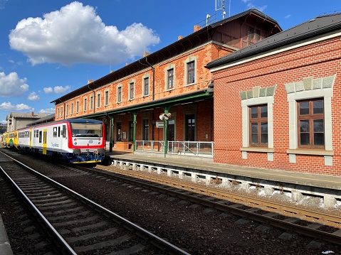 Frýdek-Místek, Czech Republic - March 04, 2024: Train at the railway station.