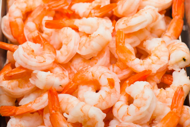 Fresh peeled and cooked shrimps