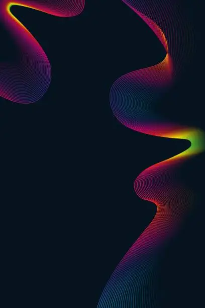 Vector illustration of Linear abstract waves neon colors gradient. Vector design banner