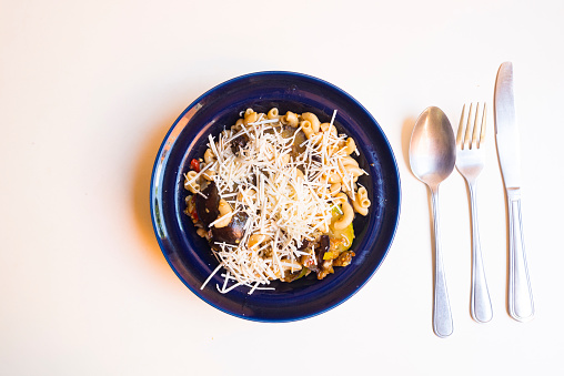 Pasta ready to eat at home for lunch