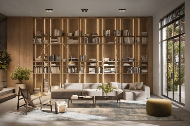 istock Digital Image of a Sustainable Office Lounge with Integrated Library 2061356621