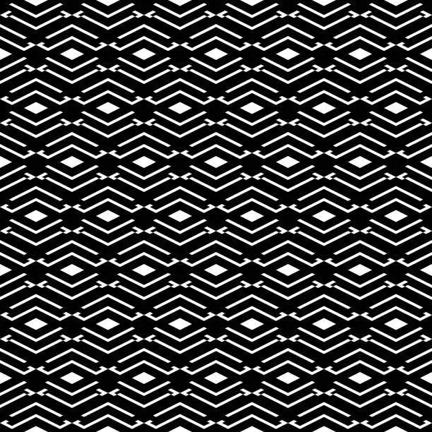 Vector illustration of Seamless pattern. Rhombuses, figures ornament. Diamonds, shapes wallpaper. Digital paper, textile print, web design, abstract. Shapes background. Ethnic motif. Geometric backdrop. Vector artwork