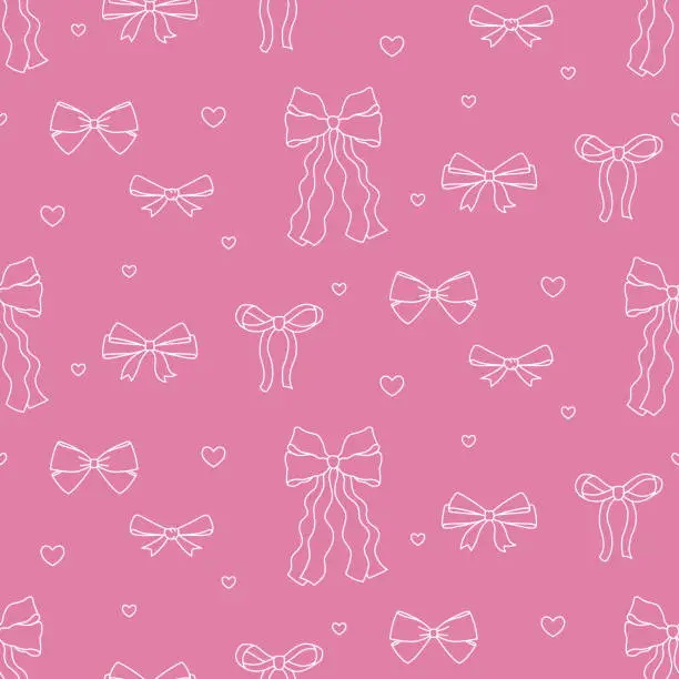 Vector illustration of Seamless pattern bows and ribbons for hair.