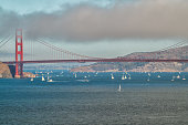 View of the Golden Gate Bridge, San Francisco, USA from Baker Beach,
