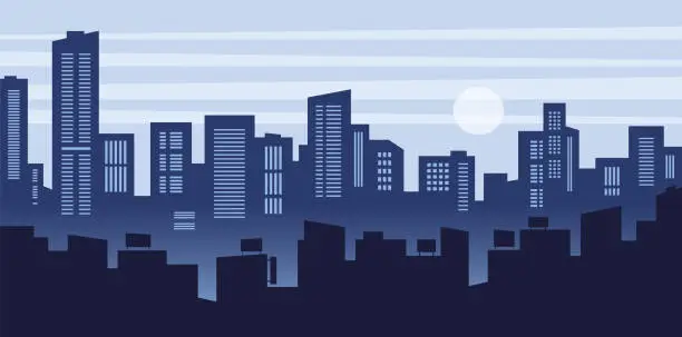 Vector illustration of CITY AT NIGHT