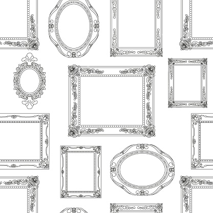 Frames Pattern Seamless Pattern From Decorative Frames Of Various Shapes Stock ...