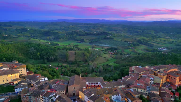 San Miniato, Tuscan medieval town from drone