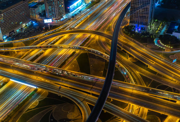 istock Al Safa Street and Sheikh Zayed Road Intersection at Night 2061483170
