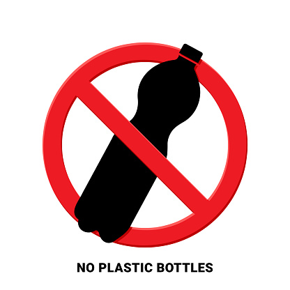 no plastic cup red ban sign, say no to plastic pollution, save environment, zero waste concept, vector illustration