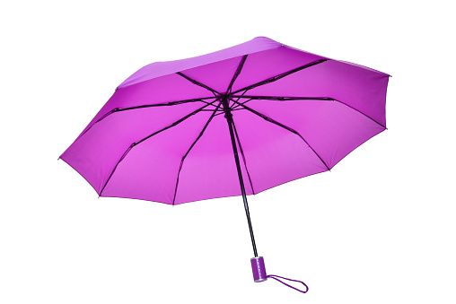 The Open purple umbrella isolated on white background