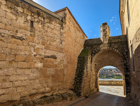 Puerta del Obispo, bishop's door is next to the Zamora Cathedral, Spain