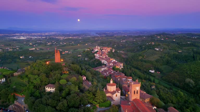 San Miniato, Tuscan medieval town from drone