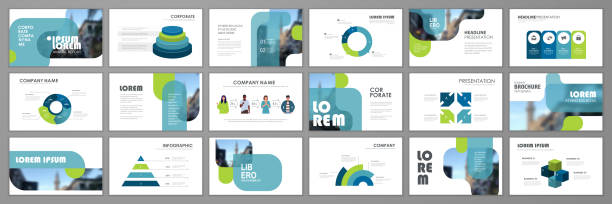 Abstract business brochure set Modern presentation slide templates. Infographic elements template set for web, print, annual report brochure, business flyer leaflet marketing and advertising template. Vector Illustration slide show stock illustrations