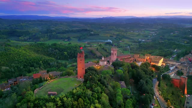 San Miniato, Tuscan medieval town from drone