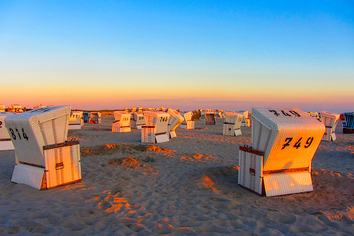 Beach Chairs in Dusk St. Peter-Ording Germany
