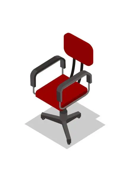 Vector illustration of Office chair in isometric view. Simple flat Illustration.