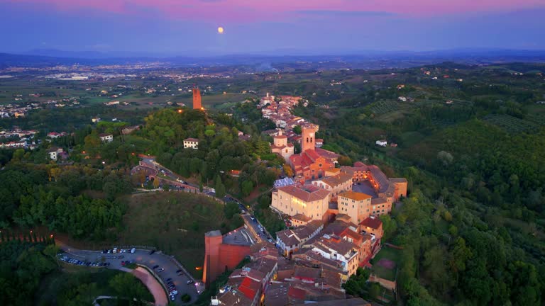 San Miniato, Tuscan medieval town from drone