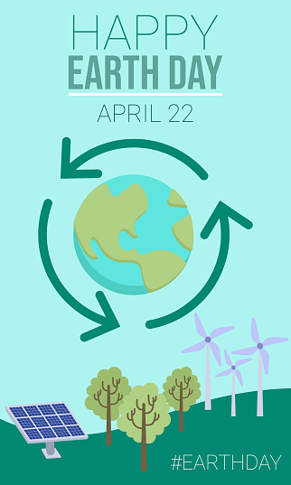 Renewable energies and happy earth day. Vector Illustration.