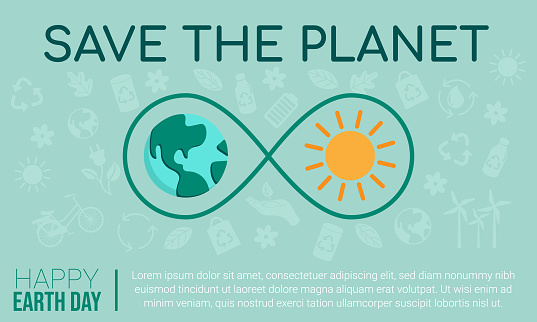 Save the planet with Renewable energies. Ecological Icons. Vector illustration.