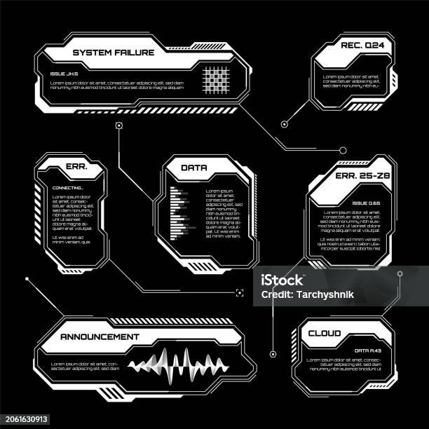 Text Box Ui Examples Games White Futuristic Hud Ui Elements Scifi User Interface Text Boxes ...