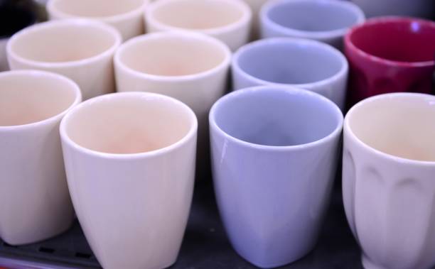cups lined up in the supermarket