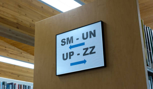 istock Sign on Library Shelves: Alphabetical Organization Information 2061706913