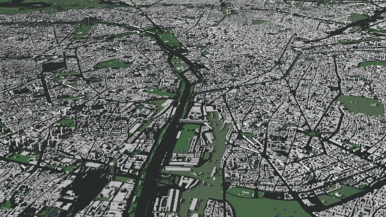 3D illustration of Paris and mass buildings