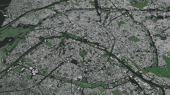 Paris cityscape viewed from above.