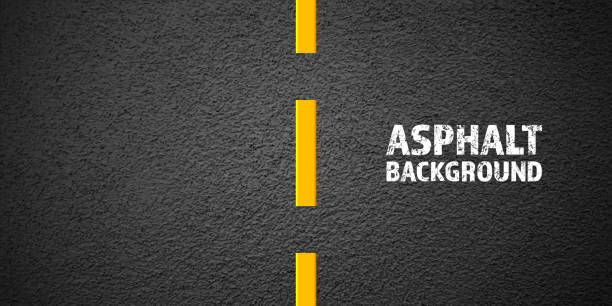 istock Asphalt road with yellow lane marking, concrete highway surface, texture. Street traffic line, road dividing strip. Pattern with grainy structure, grunge stone background. Vector illustration 2061749588