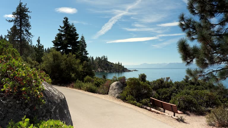 Lake Tahoe Nevada Rim trail hiking loop around the basin in the Sierra Nevada mountains