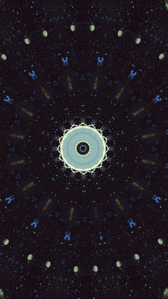 istock Glitter kaleidoscope paint mandala blue golden ink 2061773759