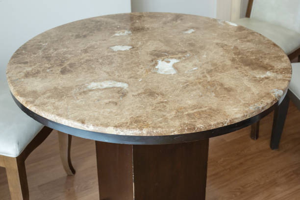 istock Round marble table interior background for mockup product display 2061775380