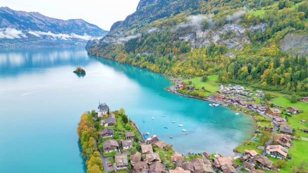 istock Village near the blue lake 2061796879