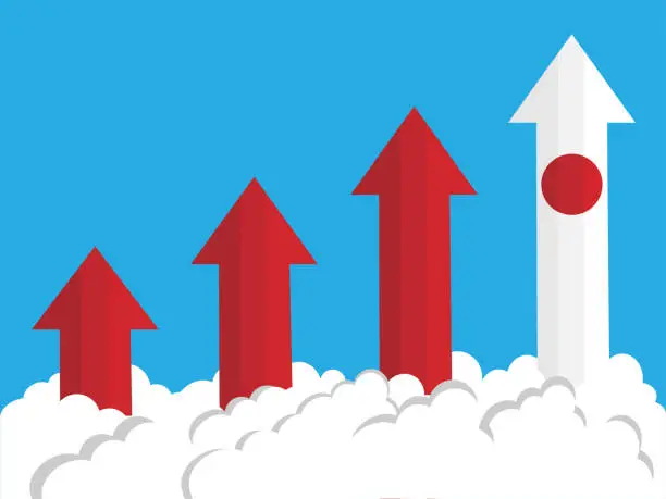 Vector illustration of Japanese financial markets rising