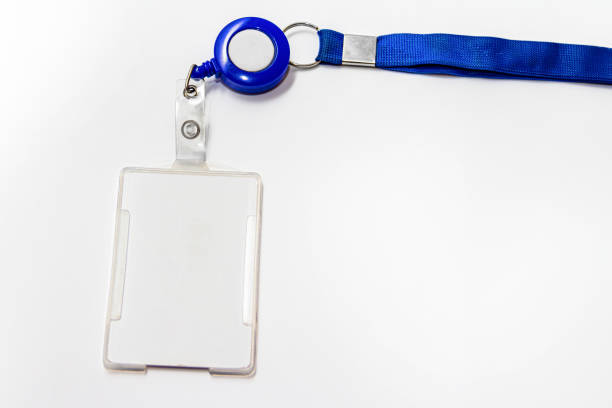 Holding an ID card with lanyard