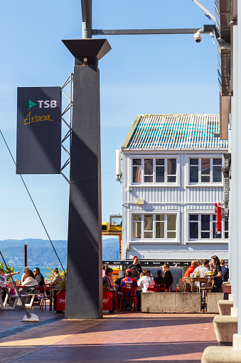 Wellington, New Zealand - September 02, 2023: People Delighting in a Meal at Rosie's Red-Hot Cantina and Taco Joint's Outdoor Area