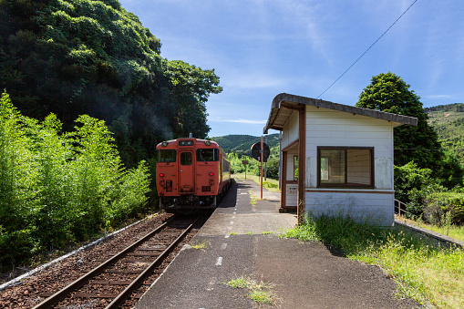 San'in Main Line station in Hohoku-town, Shimonoseki City, Yamaguchi Prefecture, Japan August 8, 2022