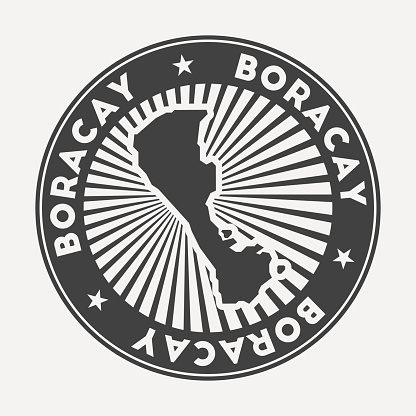 Boracay round logo. Vintage travel badge with the circular name and map of island, vector illustration. Can be used as insignia, logotype, label, sticker or badge of the Boracay.