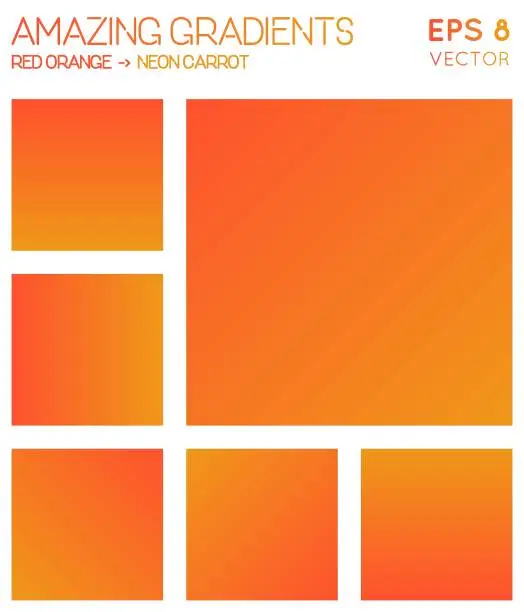 Vector illustration of Colorful gradients in red orange, neon carrot color tones. Actual gradient background, extraordinary vector illustration.