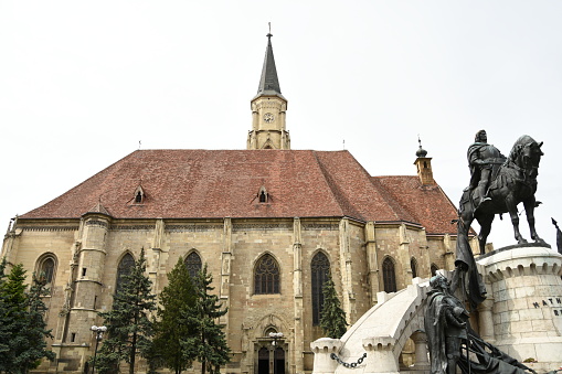 King Matthias Corvin Statue in Cluj-Napoca, Romania,2017