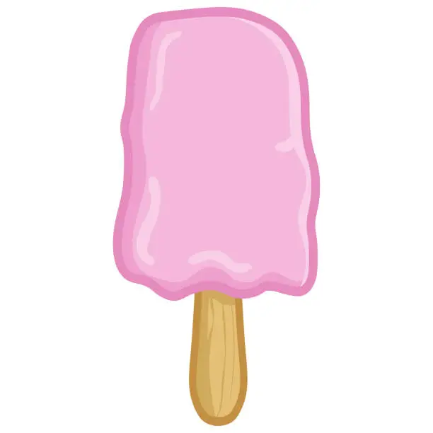 Vector illustration of Strawberry Ice Cream Stick Vector Illustration