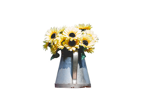 Sunflowers and yellow flowers arranged in a vase, depicting a vibrant bouquet of nature's beauty