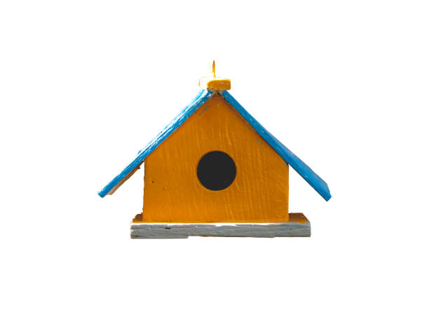 istock Wooden birdhouse on white background, handmade nest 2062009657