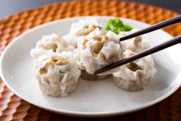 Dim sum is a Chinese dish made of minced pork wrapped in flour skin and steamed.